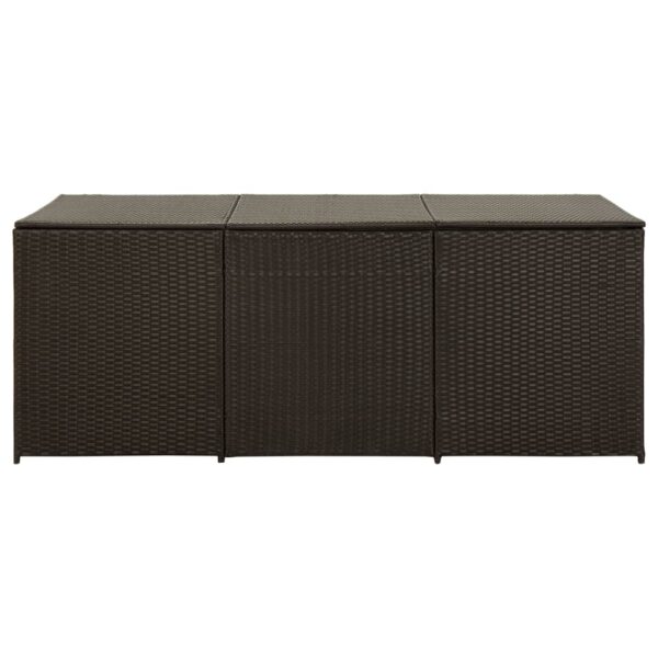 vidaXL Patio Storage Box Poly Rattan 70.9"x35.4"x27.6" Brown - Image 3