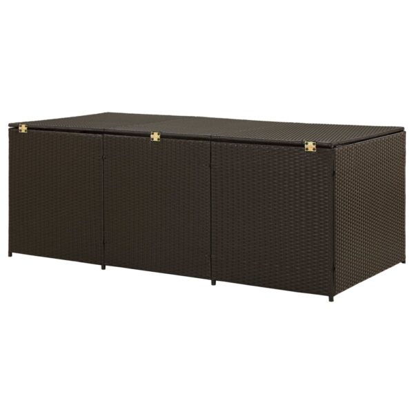 vidaXL Patio Storage Box Poly Rattan 70.9"x35.4"x27.6" Brown - Image 5