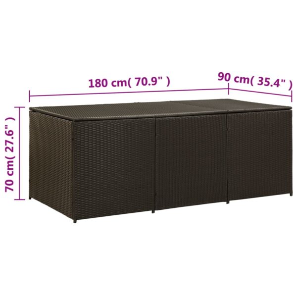 vidaXL Patio Storage Box Poly Rattan 70.9"x35.4"x27.6" Brown - Image 8