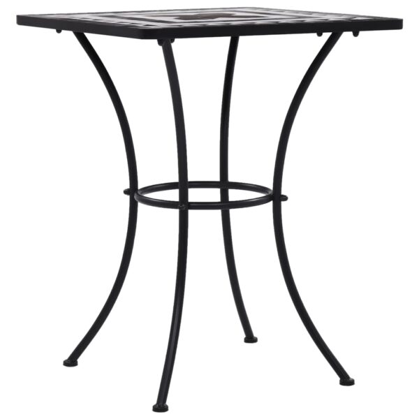 vidaXL Mosaic Bistro Table Black and White 23.6" Ceramic - Image 2