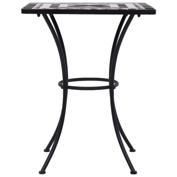 vidaXL Mosaic Bistro Table Black and White 23.6" Ceramic - Image 3