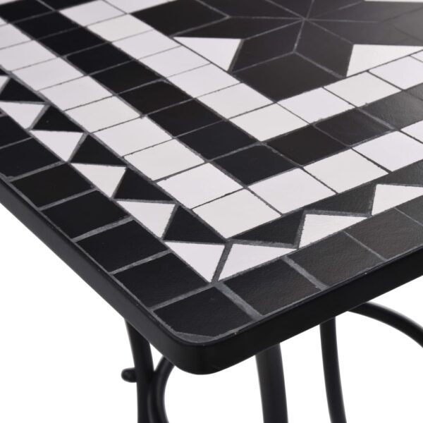 vidaXL Mosaic Bistro Table Black and White 23.6" Ceramic - Image 4