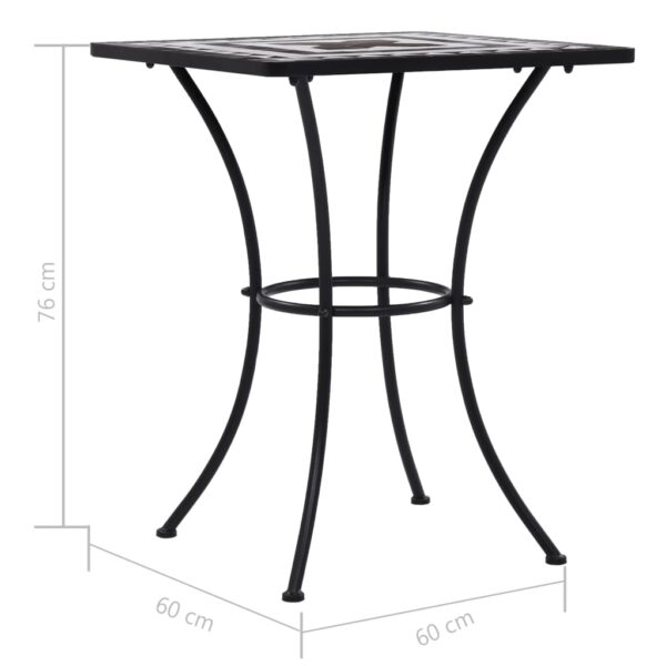 vidaXL Mosaic Bistro Table Black and White 23.6" Ceramic - Image 8