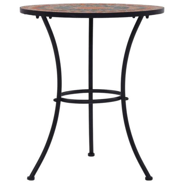 vidaXL Mosaic Bistro Table Orange/Gray 23.6" Ceramic - Image 3