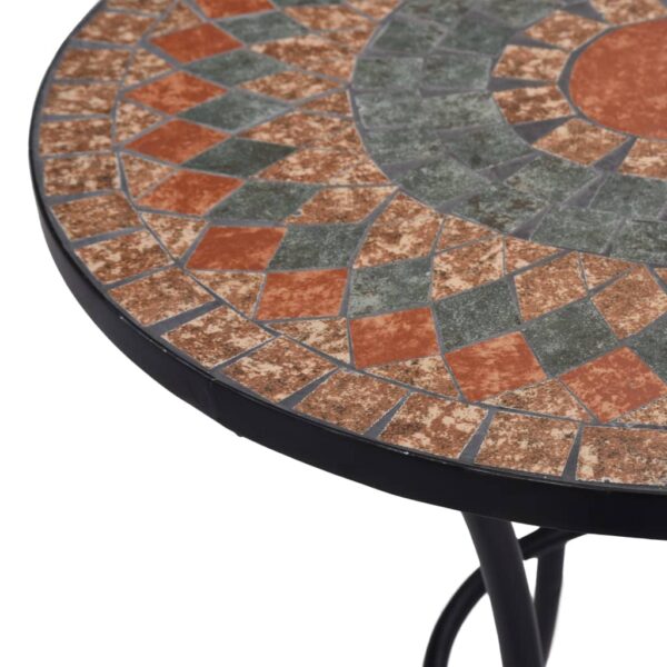 vidaXL Mosaic Bistro Table Orange/Gray 23.6" Ceramic - Image 4