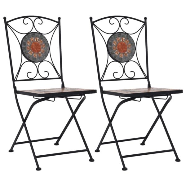 vidaXL Mosaic Bistro Chairs 2 pcs Orange/Gray