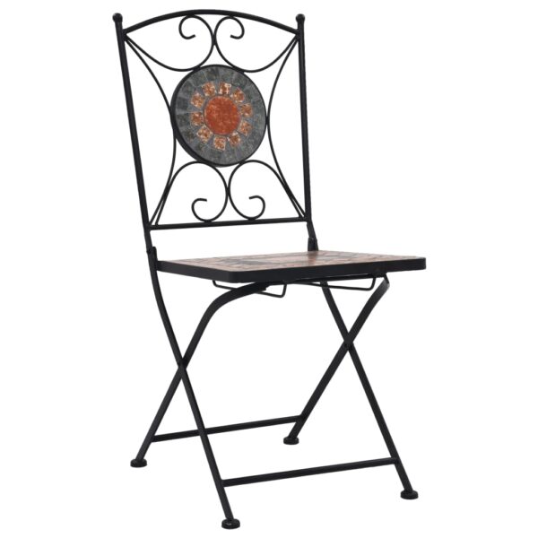 vidaXL Mosaic Bistro Chairs 2 pcs Orange/Gray - Image 2