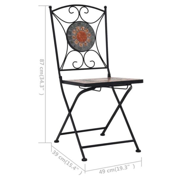 vidaXL Mosaic Bistro Chairs 2 pcs Orange/Gray - Image 11