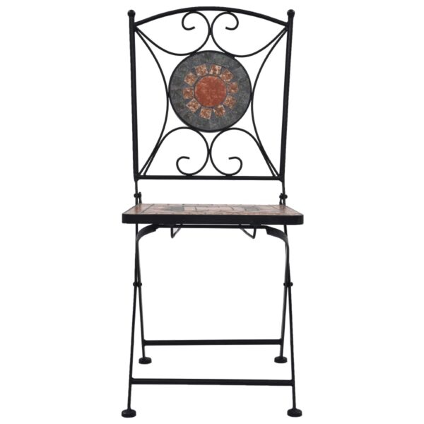 vidaXL Mosaic Bistro Chairs 2 pcs Orange/Gray - Image 3