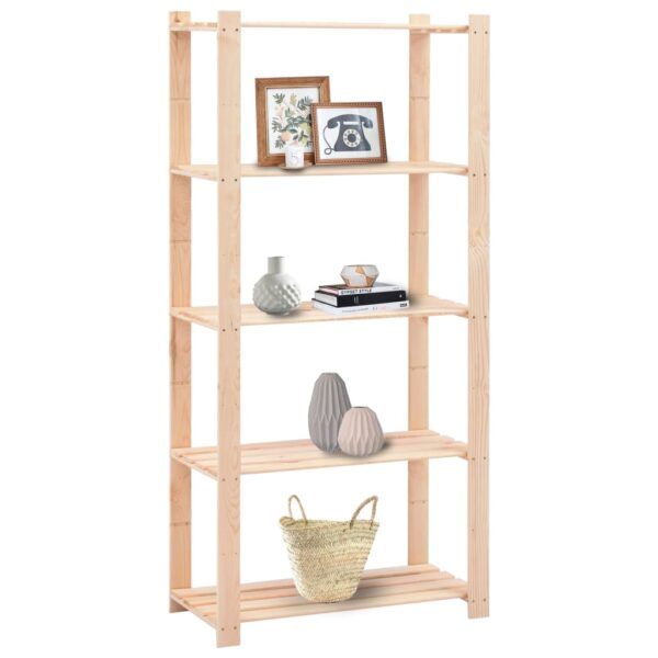 vidaXL 5-Tier Storage Rack 31.5"x15"x66.9" Solid Pinewood 551.2 lb - Image 2