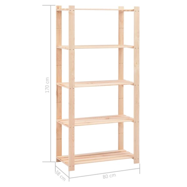 vidaXL 5-Tier Storage Rack 31.5"x15"x66.9" Solid Pinewood 551.2 lb - Image 7