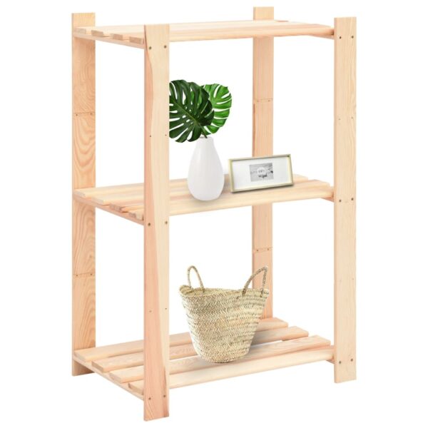 vidaXL 3-Tier Storage Rack 23.6"x15"x35.4" Solid Pinewood 330.7 lb - Image 2