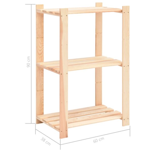 vidaXL 3-Tier Storage Rack 23.6"x15"x35.4" Solid Pinewood 330.7 lb - Image 7