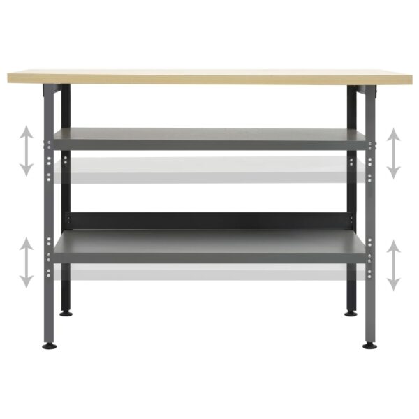 vidaXL Workbench Gray 47.2"x23.6"x33.5" Steel - Image 5