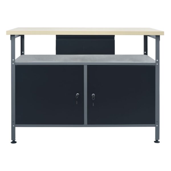 vidaXL Workbench Black 47.2"x23.6"x33.5" Steel - Image 2