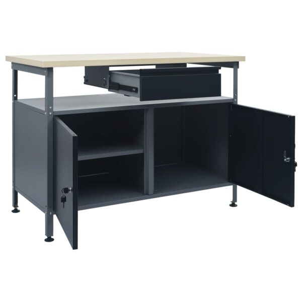 vidaXL Workbench Black 47.2"x23.6"x33.5" Steel - Image 5