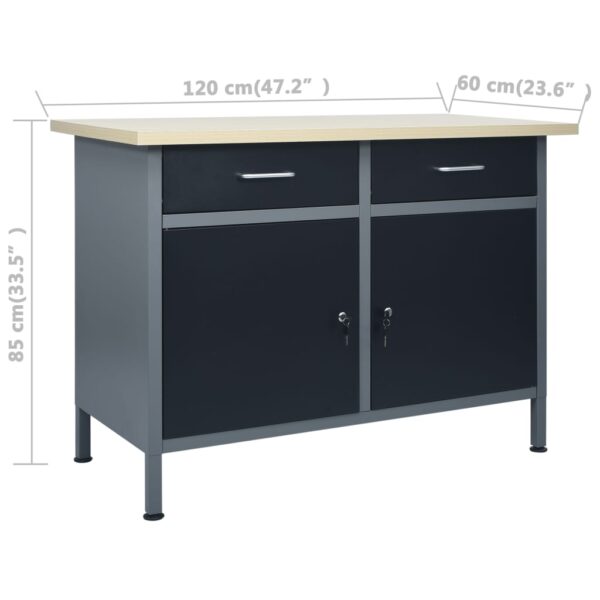 vidaXL Workbench Black 47.2"x23.6"x33.5" Steel - Image 9