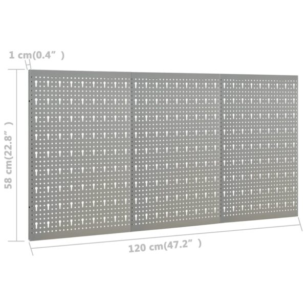 vidaXL Wall-mounted Peg Boards 3 pcs 15.7"x22.8" Steel - Image 8