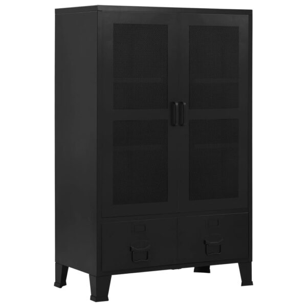 vidaXL Office Cabinet with Mesh Doors Industrial Black 29.5"x15.7"x47.2" Steel