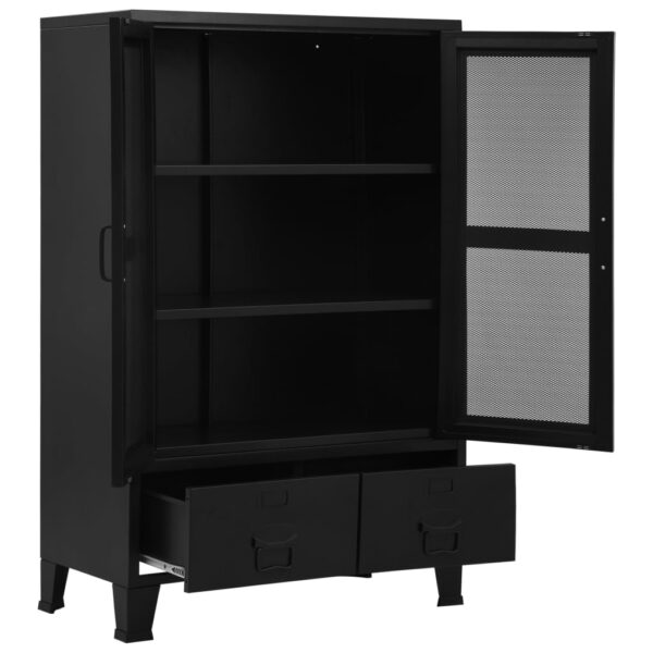 vidaXL Office Cabinet with Mesh Doors Industrial Black 29.5"x15.7"x47.2" Steel - Image 2