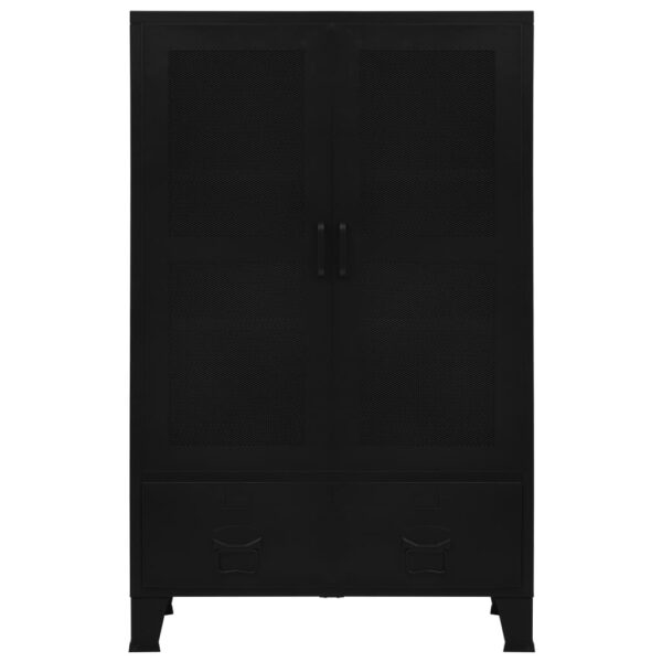 vidaXL Office Cabinet with Mesh Doors Industrial Black 29.5"x15.7"x47.2" Steel - Image 4