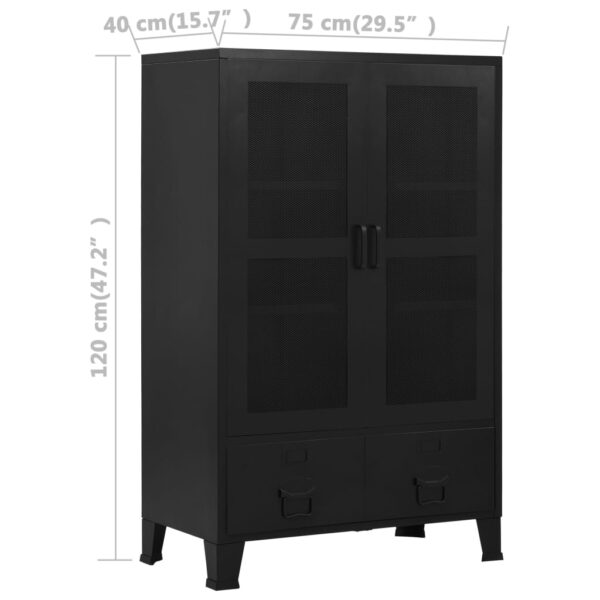 vidaXL Office Cabinet with Mesh Doors Industrial Black 29.5"x15.7"x47.2" Steel - Image 9