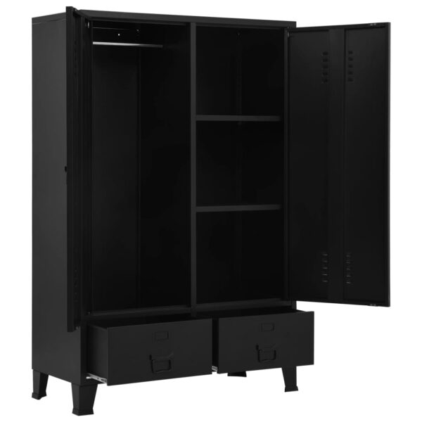 vidaXL Wardrobe Industrial Black 35.4"x15.7"x55.1" Steel - Image 2