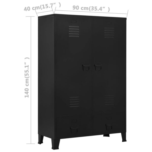 vidaXL Wardrobe Industrial Black 35.4"x15.7"x55.1" Steel - Image 9