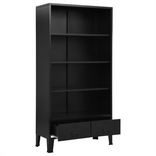 vidaXL Bookshelf Industrial Black 35.4"x15.7"x70.9" Steel - Image 3