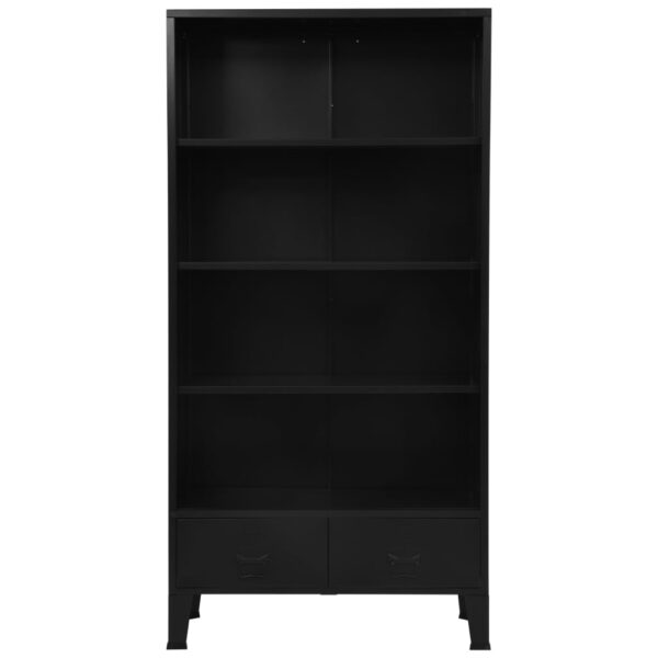 vidaXL Bookshelf Industrial Black 35.4"x15.7"x70.9" Steel - Image 4