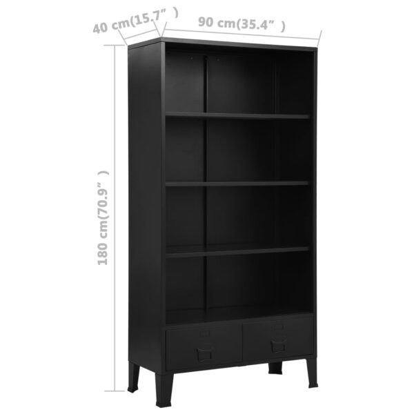 vidaXL Bookshelf Industrial Black 35.4"x15.7"x70.9" Steel - Image 9