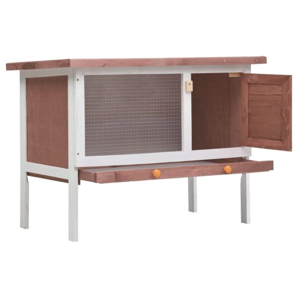 vidaXL Outdoor Rabbit Hutch 1 Layer Brown Wood - Image 2