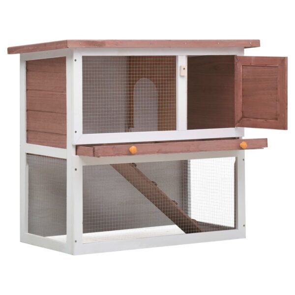 vidaXL Outdoor Rabbit Hutch 1 Door Brown Wood - Image 2