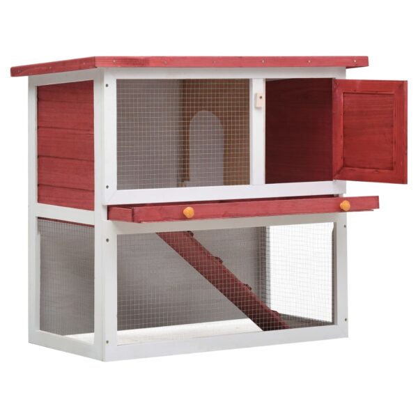 vidaXL Outdoor Rabbit Hutch 1 Door Red Wood - Image 2