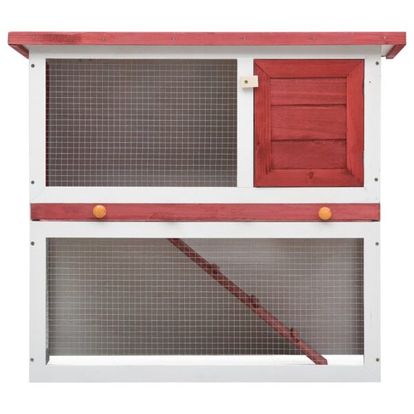 vidaXL Outdoor Rabbit Hutch 1 Door Red Wood - Image 3