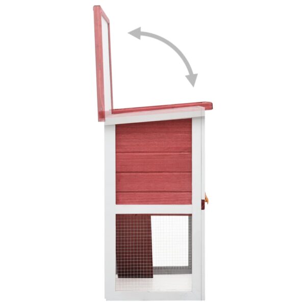 vidaXL Outdoor Rabbit Hutch 1 Door Red Wood - Image 4