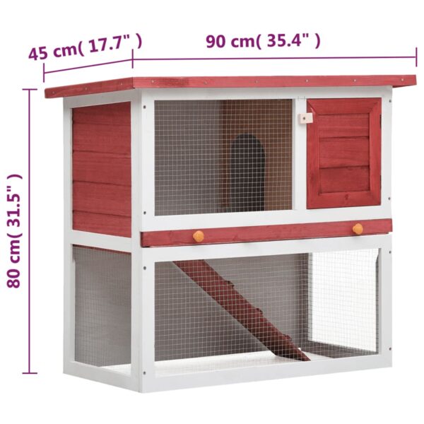 vidaXL Outdoor Rabbit Hutch 1 Door Red Wood - Image 7