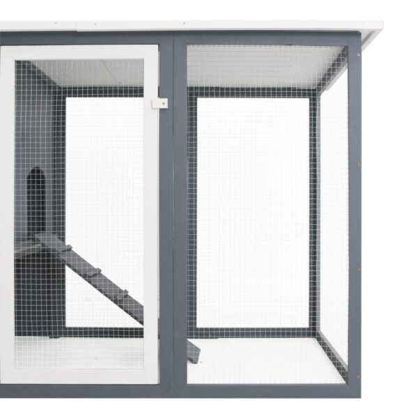 vidaXL Outdoor Chicken Cage Hen House with 1 Egg Cage Gray Wood - Image 5