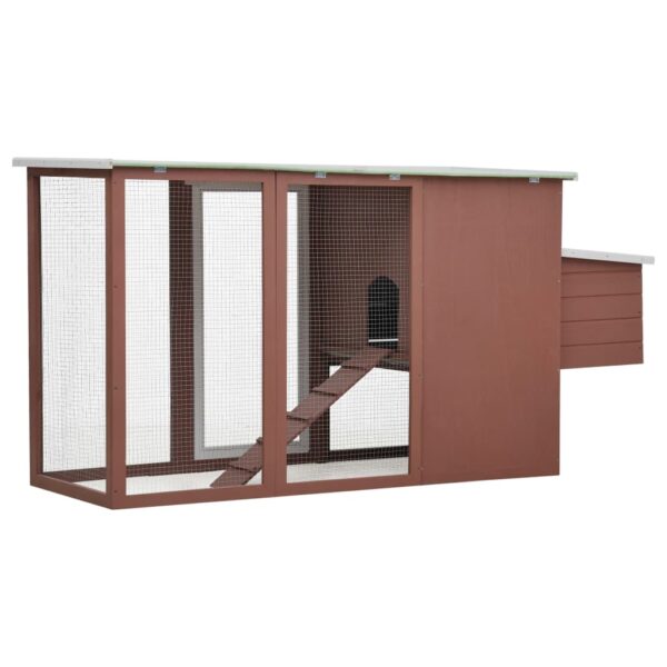 vidaXL Outdoor Chicken Cage Hen House with 1 Egg Cage Brown Wood - Image 4