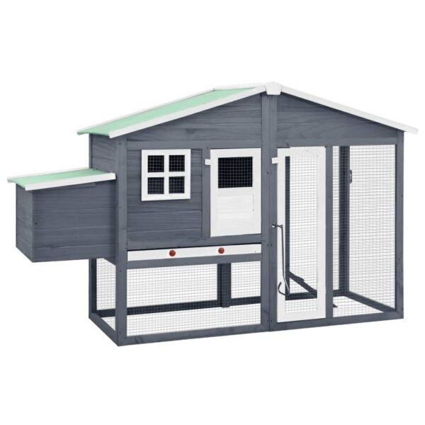 vidaXL Chicken Coop with Nest Box Gray and White Solid Fir Wood