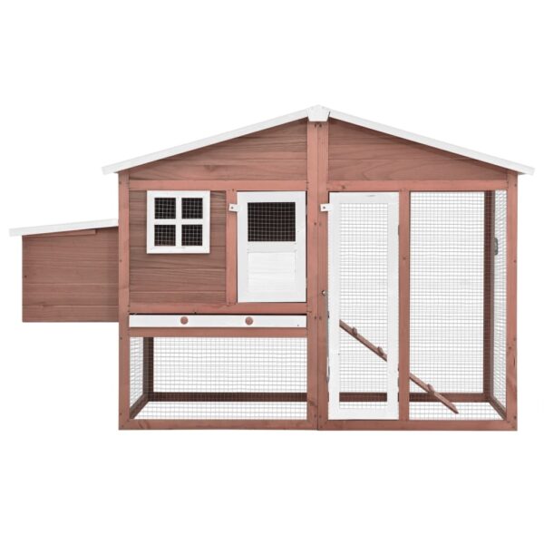 vidaXL Chicken Coop with Nest Box Mocha and White Solid Fir Wood - Image 3