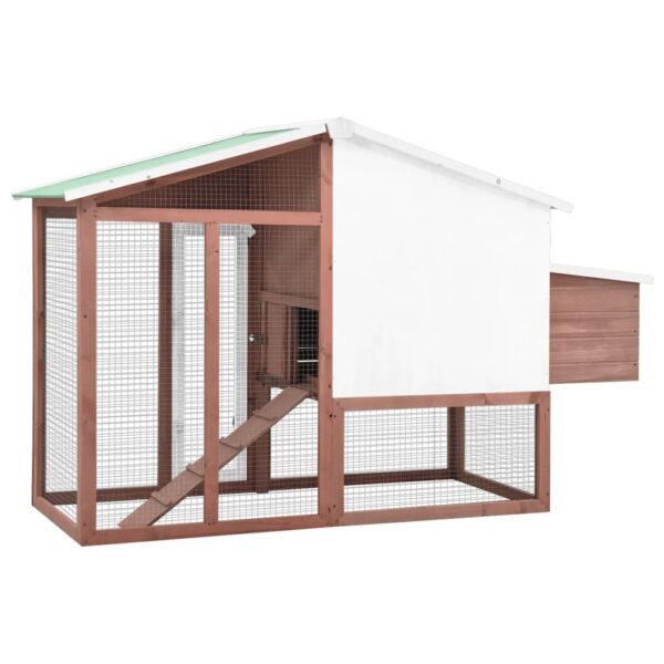 vidaXL Chicken Coop with Nest Box Mocha and White Solid Fir Wood - Image 4