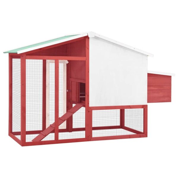 vidaXL Chicken Coop with Nest Box Red and White Solid Fir Wood - Image 4