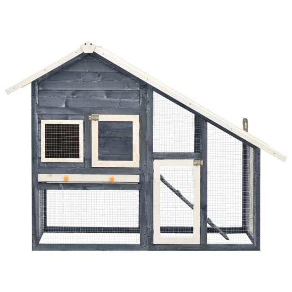 vidaXL Rabbit Hutch Gray and White 55.1"x24.8"x47.2" Solid Firwood - Image 3