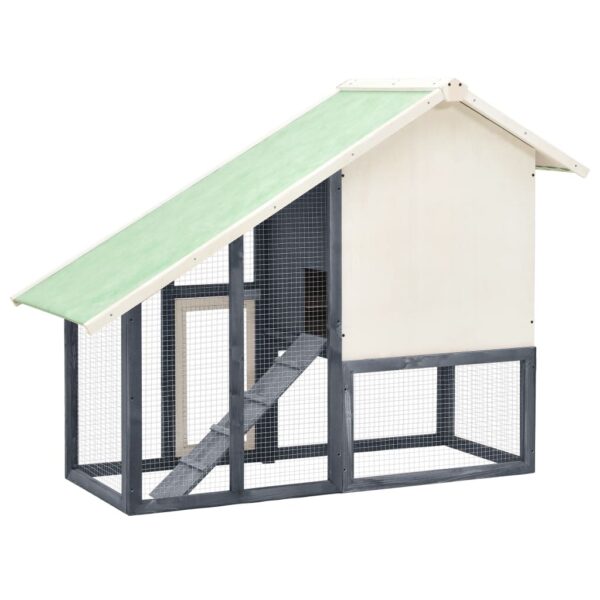 vidaXL Rabbit Hutch Gray and White 55.1"x24.8"x47.2" Solid Firwood - Image 5