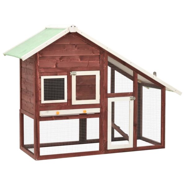 vidaXL Rabbit Hutch Mocha and White 55.1"x24.8"x47.2" Solid Firwood