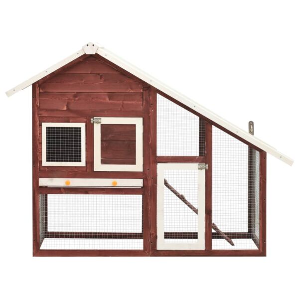 vidaXL Rabbit Hutch Mocha and White 55.1"x24.8"x47.2" Solid Firwood - Image 2