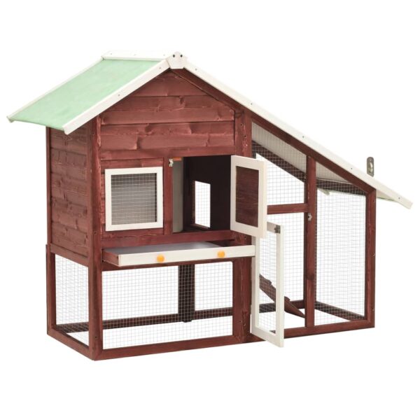 vidaXL Rabbit Hutch Mocha and White 55.1"x24.8"x47.2" Solid Firwood - Image 5