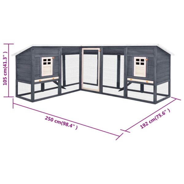 vidaXL Outdoor Rabbit Hutch with Run Gray and White Solid Fir Wood - Image 9