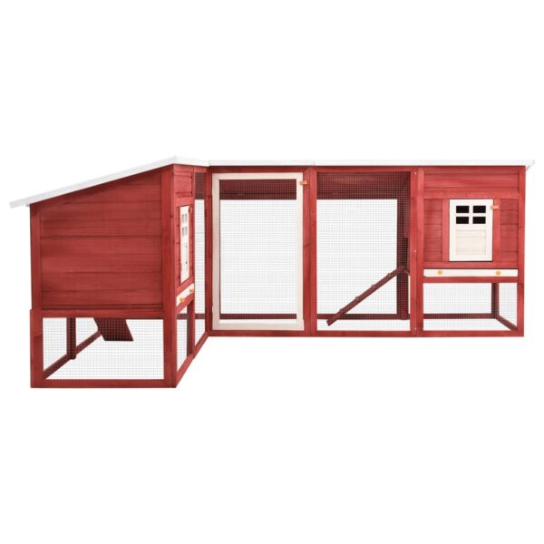 vidaXL Outdoor Rabbit Hutch with Run Red and White Solid Fir Wood - Image 3